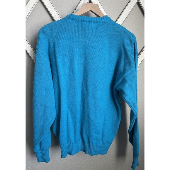NWT! Vintage Le Tigre Men's L Pullover Sweater - Turquoise - Picture 6 of 8